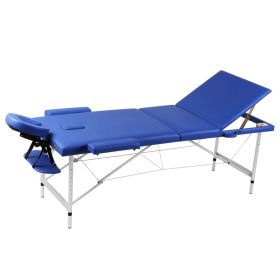 Blue Foldable Massage Table 3 Zones with Aluminum Frame Blue Foldable Massage Table 3 Zones with Aluminum Frame